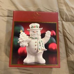 LENOX American By Design Retired Holiday Snowman w/ Tree & Waving NIB